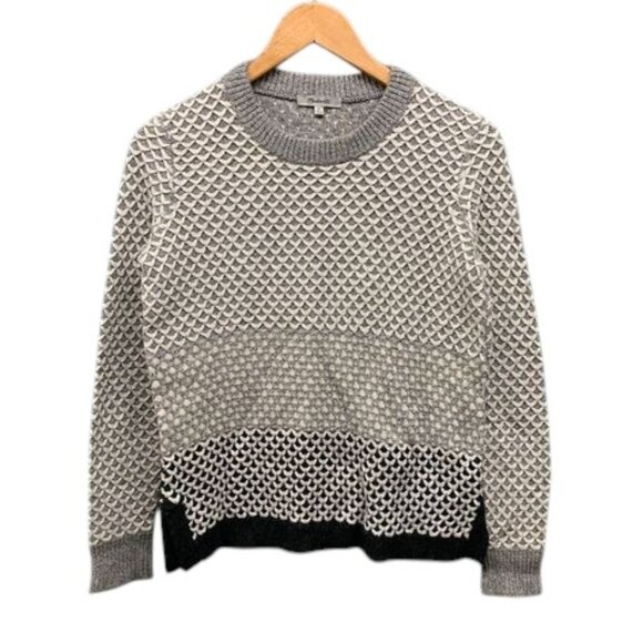 Madewell Geo Block Pullover Sweater Women’s XS Gray Textured Knit‎ Long Sleeve - Picture 1 of 12